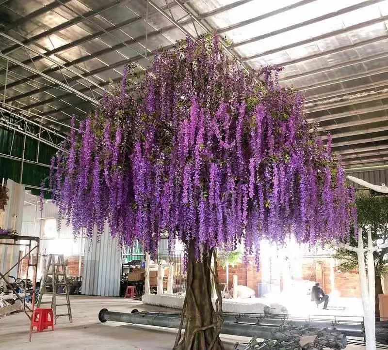 Artificial Silk Wisteria Blossom Tree Large Purple Flower Tree for Wedding Decoration Artificial Wisteria Tree