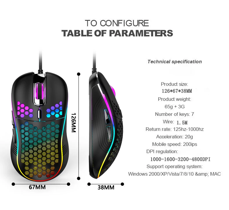 RedThunder 60% gaming toetsenbord en muis combo,QWERTZ, 61