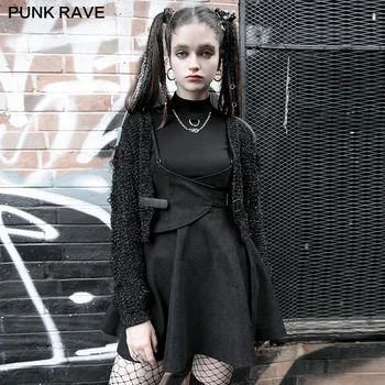 PUNK RAVE OPQ-881BQF girls sexy dark series shiffon vintage party club black women plain tight waist brace over skirt