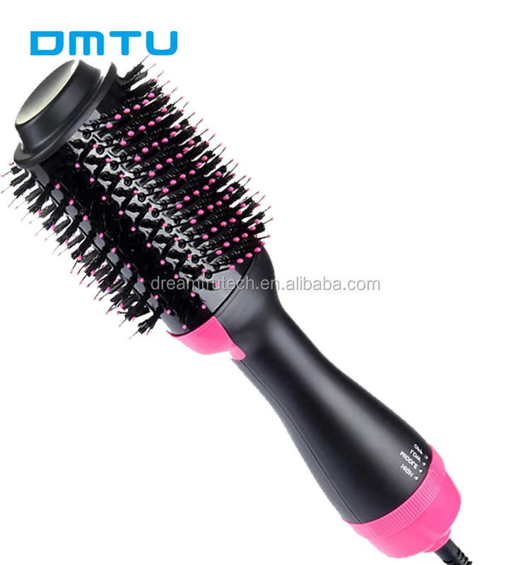 DMTU Volumizer Hot Hair Straightener Curler Comb Hair Dryer Brush 3-in-1 negative ion Straightening 