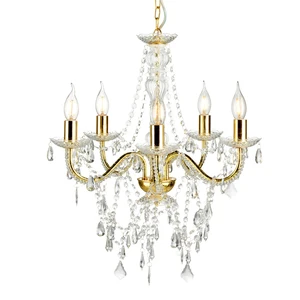 Wholesale Decorative Lamp Golden Brass Acrylic 5 Lights Chandelier Lighting Modern Chandelier