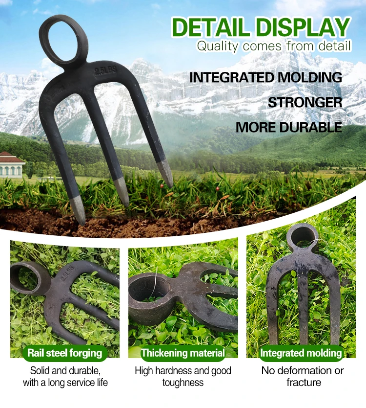 product hot sale customizable agricultural  hand tools garden  iron forged fork hoe-3