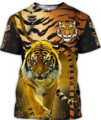  Men's Tiger Graphics T-Shirt Short Sleeve Digital 3D
