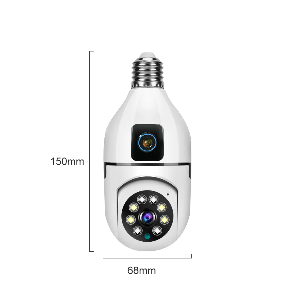 V380 Pro Dual Lens Dual Screen E27 Bulb Camera Two Ways Audio Color Night Vision Smart Home Security Wireless WIFI Indoor Camera