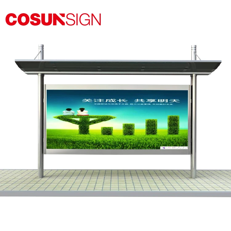 Solar Bus Shelter with LED Advertising Light Box Low Power Consumption Outdoor Equipment