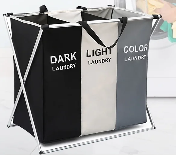 Large Hamper Home Waterproof Folding Storage Bag 3 Compartments ...