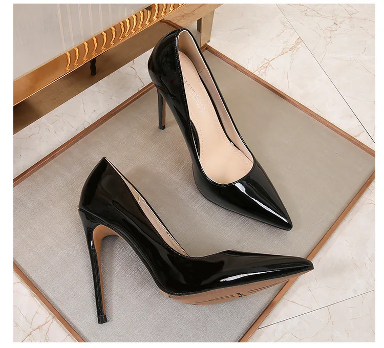 Fashion Ladies Office Shoes 12 cm High Heels Stilettos Large Size Pumps Multi-colors Elegant PU Leather Dress Shoes for Women Fashion Ladies Office Shoes 12 cm High Heels Stilettos Large Size Pumps Multi-colors Elegant PU Leather Dress Shoes for Women