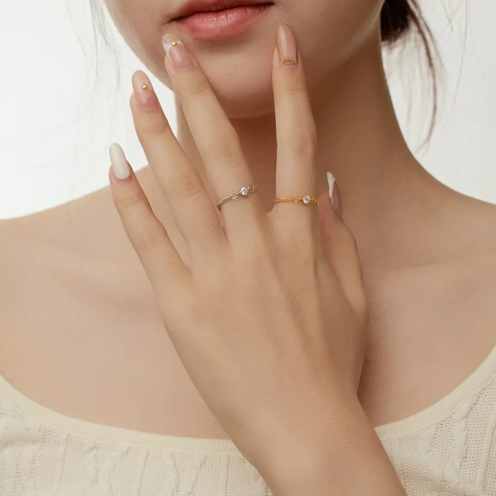 KAKODIY Unique Personalized Design Beautiful Rhodium 18K Gold Plated 925 Sterling Silver Chain 5A Zirconia Christmas Jewelry Ring detail 8