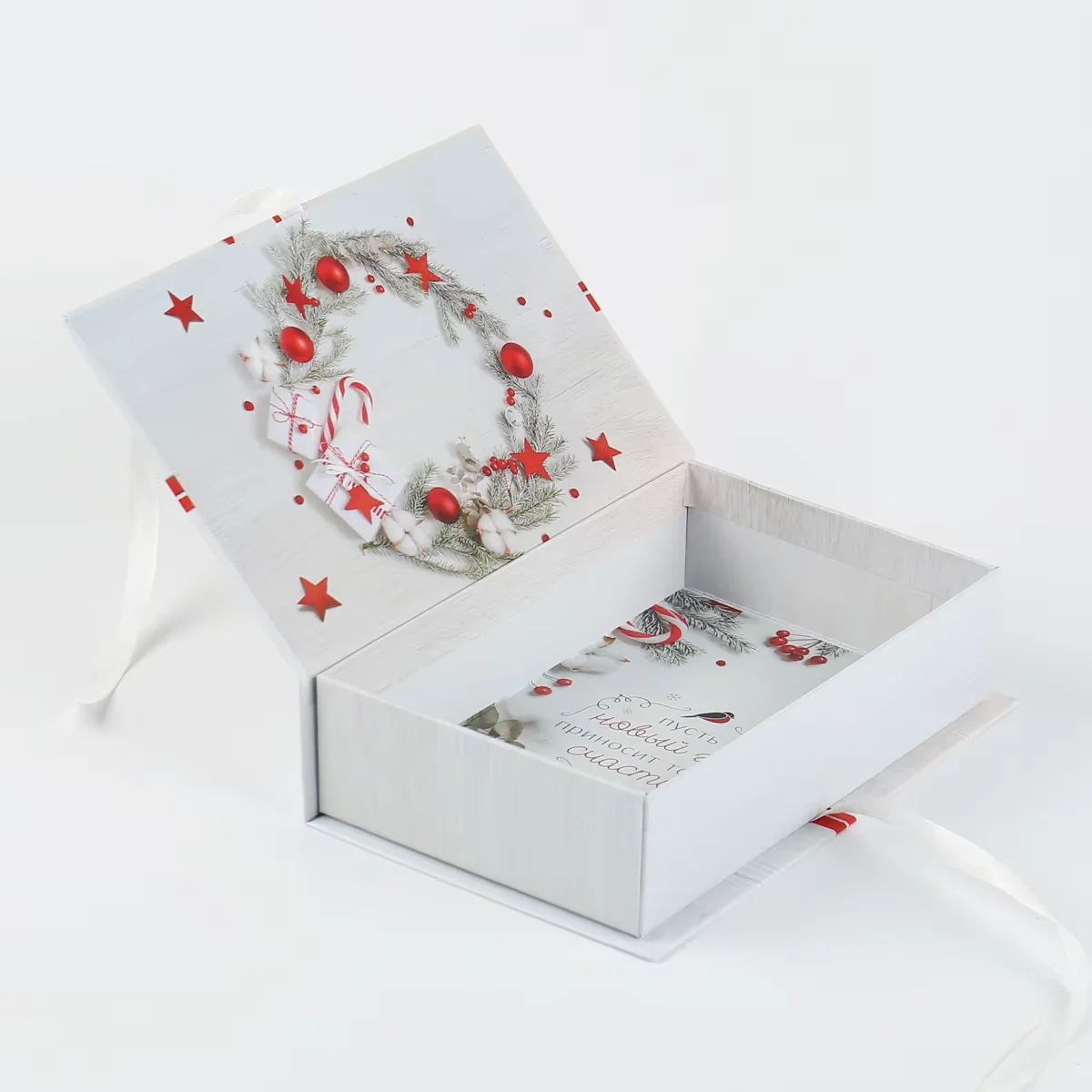 product customized book shape christmas gift box with logo printing sponge liner and matt lamination for holiday present packaging-4