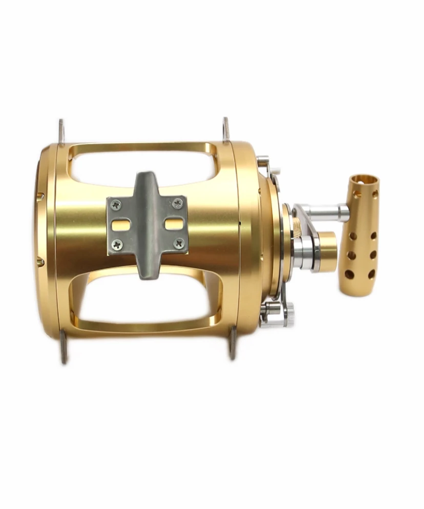 MT80 Golden Aluminum Saltwater Boat Big Game Fish Reels Drum Sea Trolling  Fishing Reel
