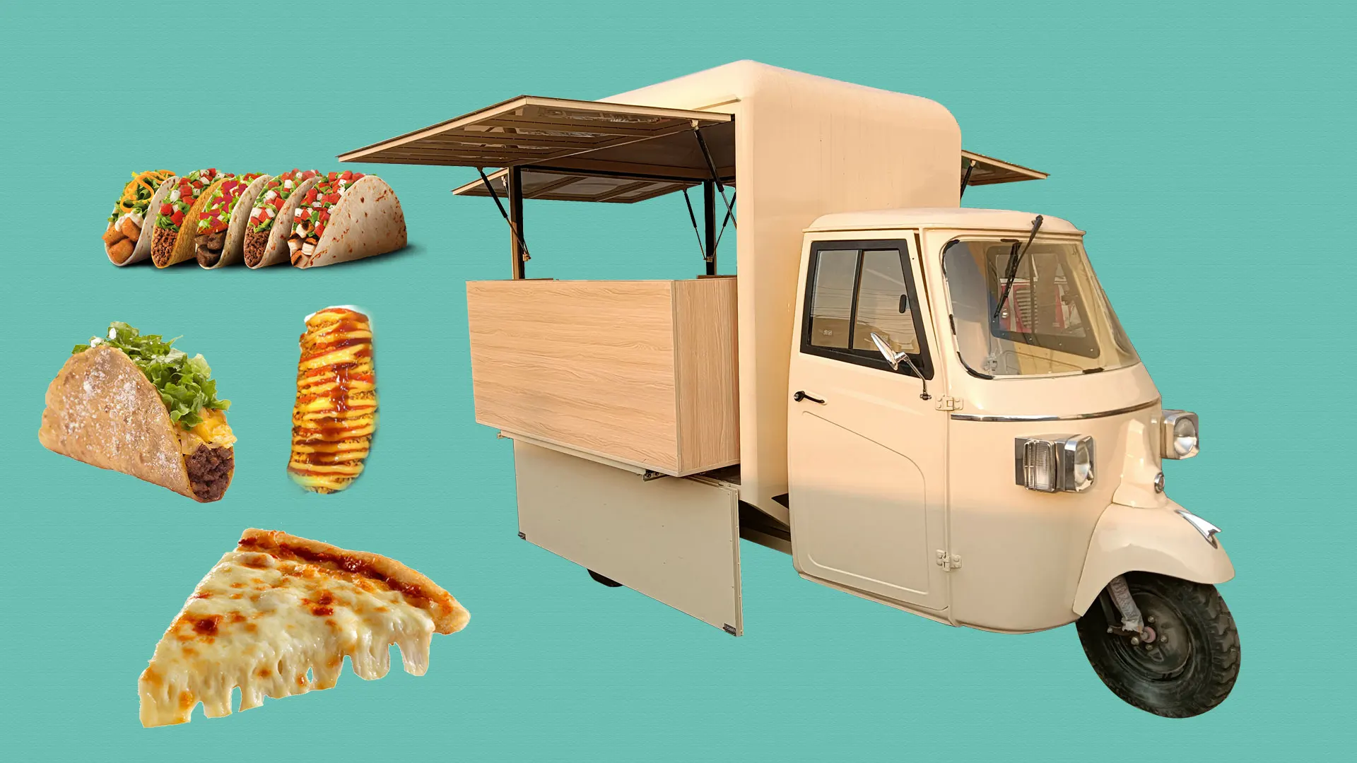 Stainless Steel Food Truck Electric Mobile Catering Vending Kiosk