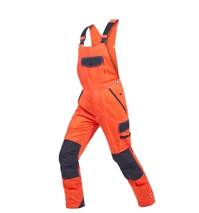 65% Polyester 35% Cotton Stretchy Work Bib Pants Men Multi Pockets Overalls Bib and Brace Work Wear With Knee Pad