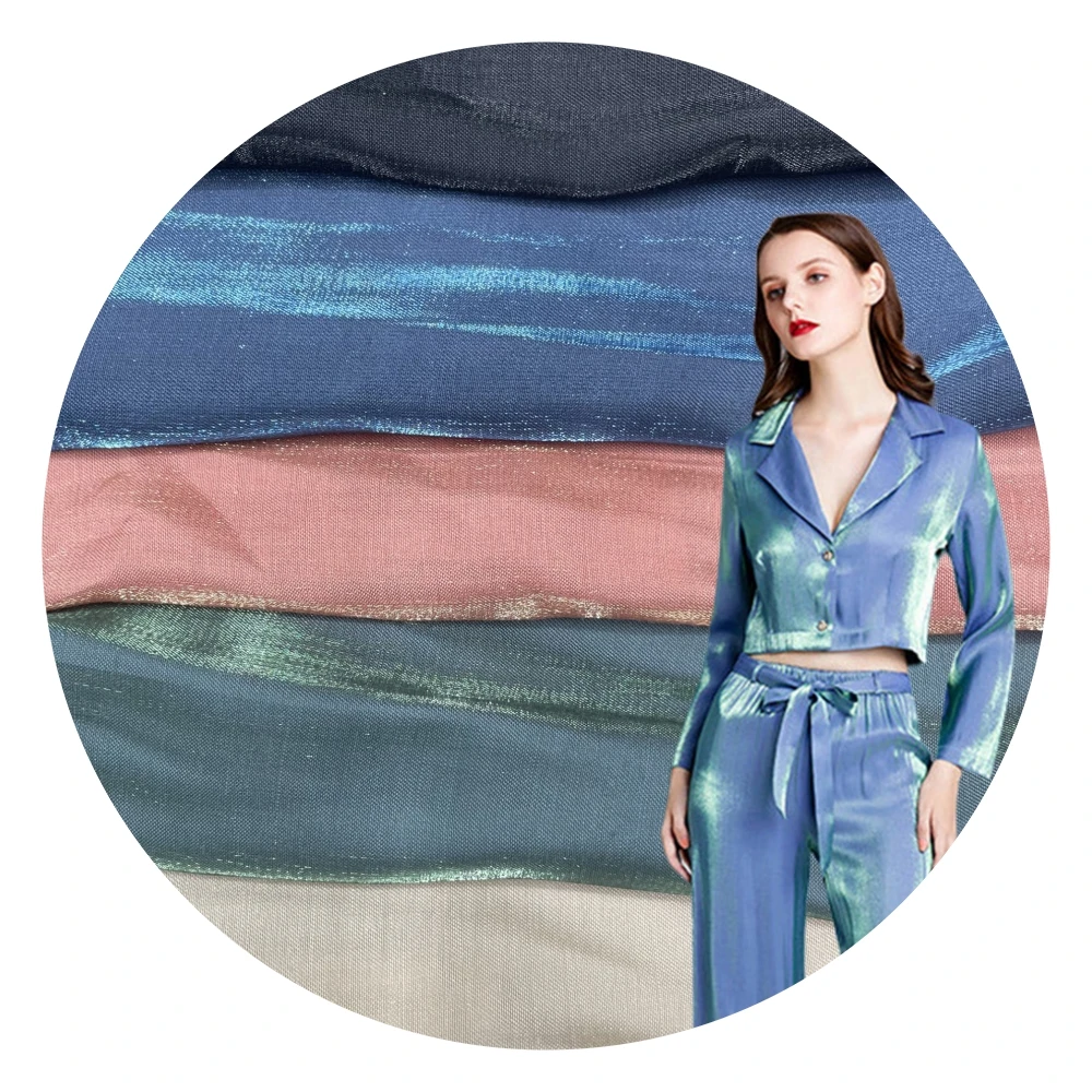 High Quality 80Gsm Polyester Rayon Shinny Silky Satin Metallic Fabric