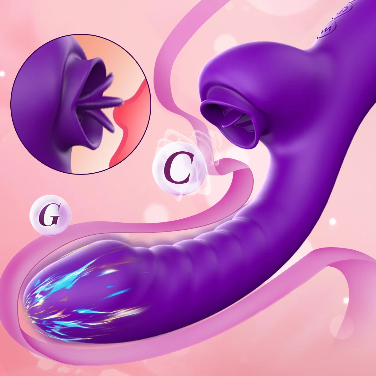 Vibrator for Women 2 in 1 Licking Machine Clitoris Stimulator G-Spot Powerful Vibro Dildo Wand Female Clit Sucker Adult Sex Toys