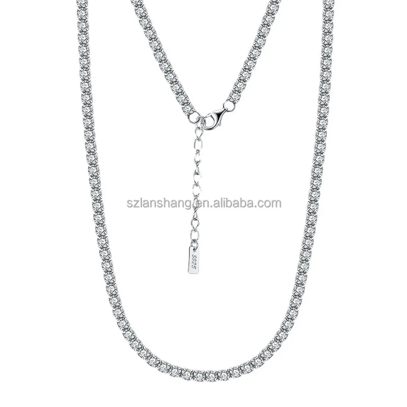 1.5mm 4mm Fine Jewelry Choker Round Cubic Zirconia Cz 925 Sterling