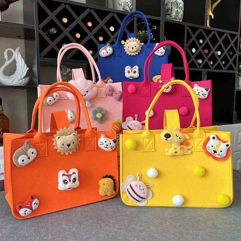 Fashion Large Capacity Tote Felt Bag With Custom Logo Printed New Design Felt Shopping Bags For Women Portable Tote Bag