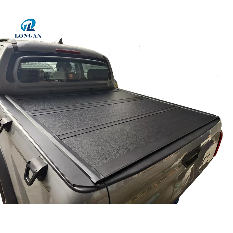 Brushed Finish Built-in Hard Four Fold Cover Cargo Pickup Truck Tonneau Bed Cover Ford F150 Shuttler Car Accessories 2025
