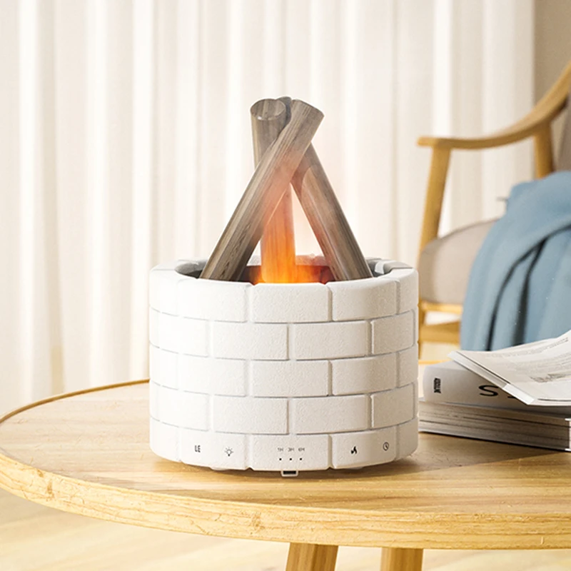 OEM Customized Logo Essential Oil Fire Flame Ultrasonic Humidifier Simulation Flame Light Aroma Diffuser