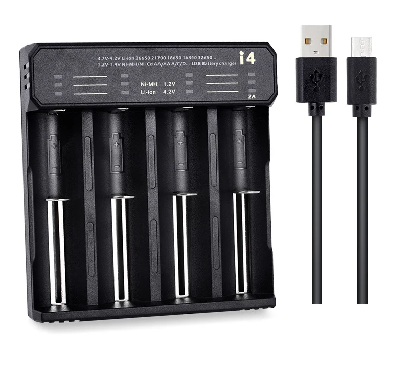 18650 Battery Charger with LED & Adjustable Speed up to 2A, for AA/AAA Rechargeables Battery