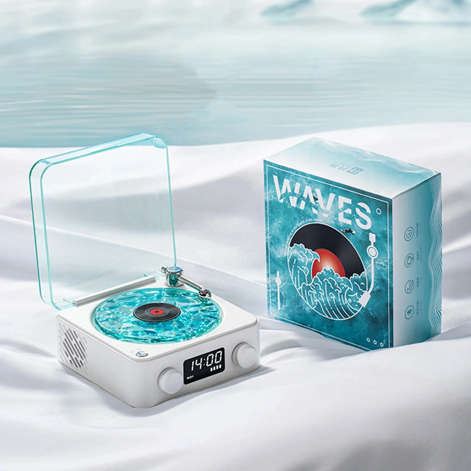 Vinyl Plattenspieler Mit Bluetooth - Retro Design Mit Wasserwellen-Effekt