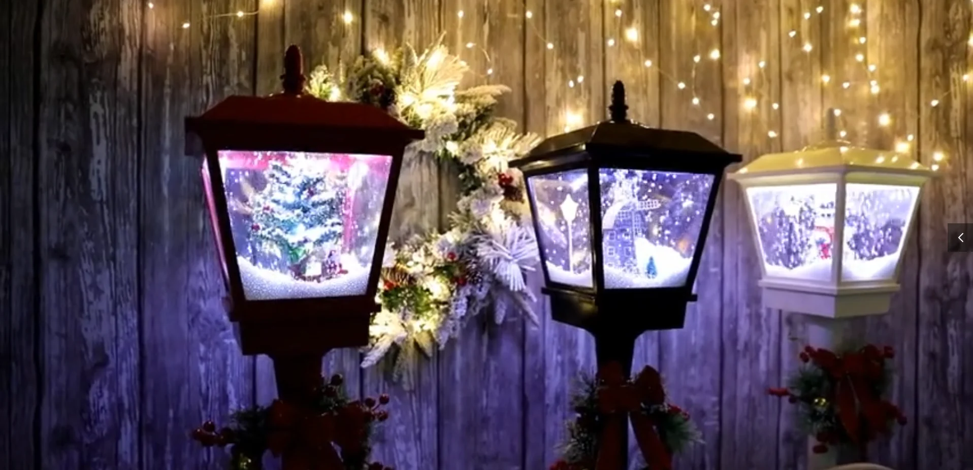 Christmas Snow Street Post Lamp Led Lighting Musical Snowing Santa