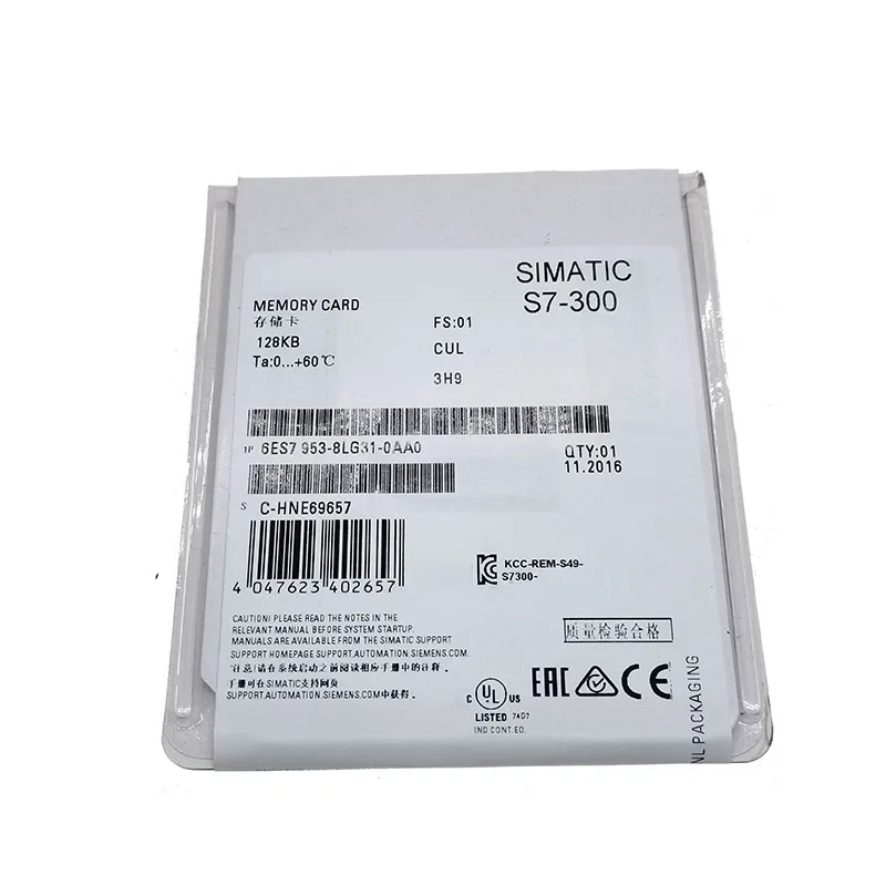 New Original 6ES7 953-8LG31-0AA0 6ES7953-8LG31-0AA0 S7-300 PLC memory card. Reliably stores PLC programs and system parameters, supports data backup & program download, stable data retention, used for Siemens S7-300 controller storage