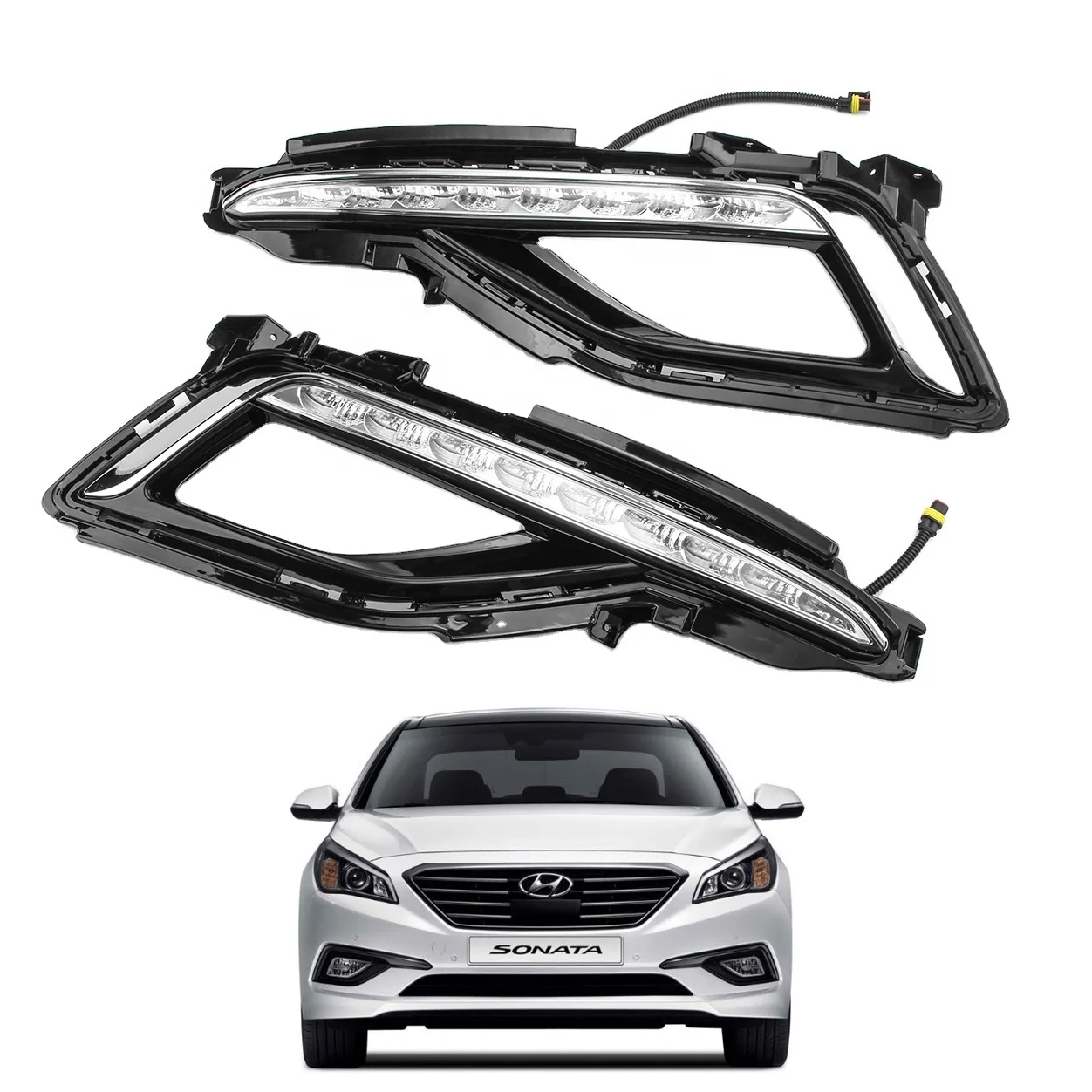 LED Daytime Running Light Fog Lights DRL Driving Lamp Daylight For Hyundai SONATA 2015 2016 2017