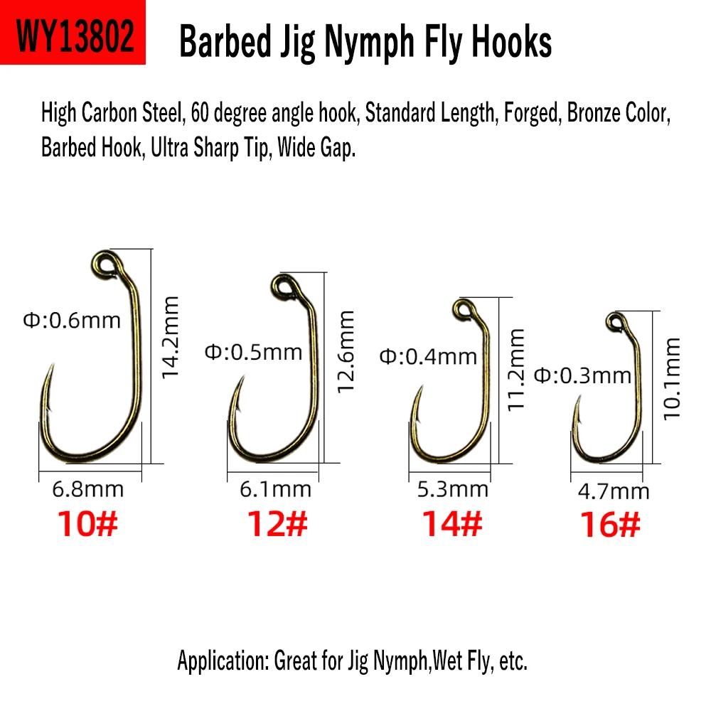 Wholesale 60 Degree Barbed Jig Fly Tying Hook Wide Gap Trout Fishing ...