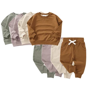 Organic Cotton Toddler Boys Clothing Sets French Terry Kid Jogger Set Custom Children Tracksuits Streetwear Kids Sweatshirt Set