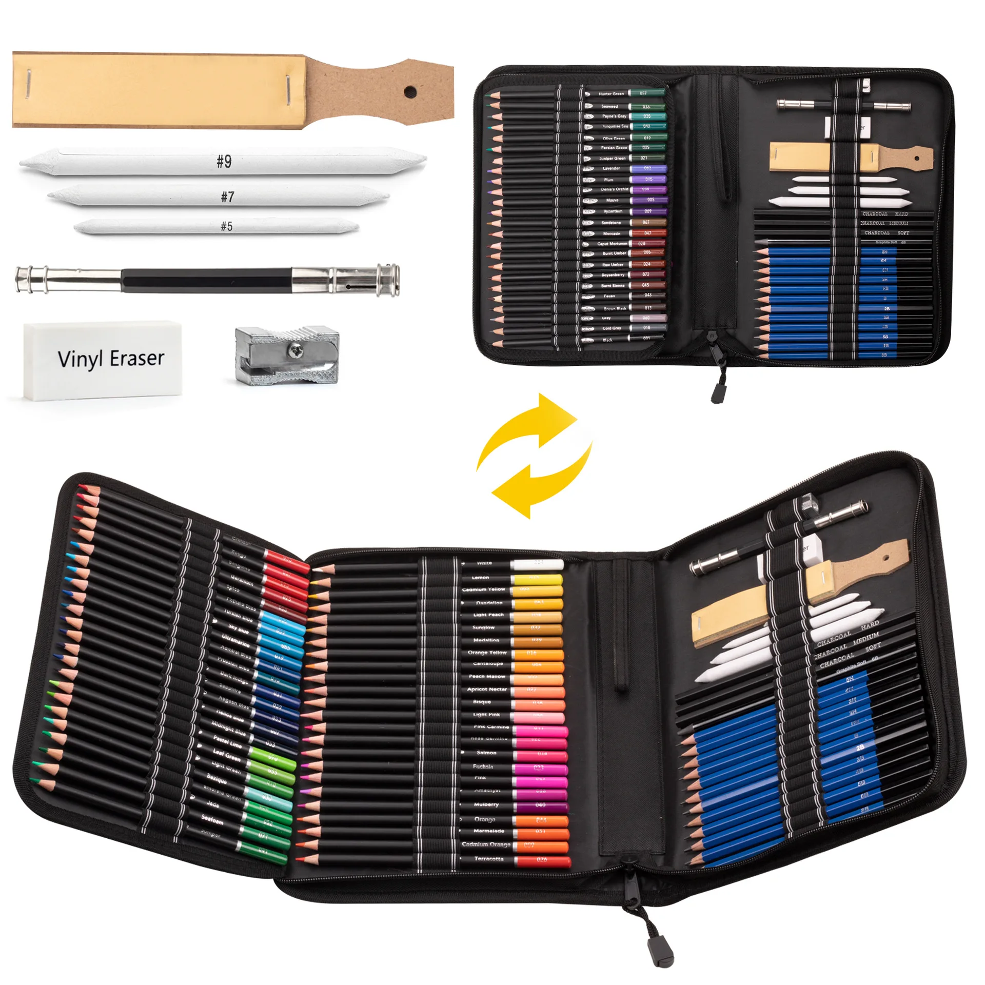 Professional Premium Colored Drawing Pencil Set With Soluble Pencils And Canvas Bag For Adults Artists & Beginners_voghion.com