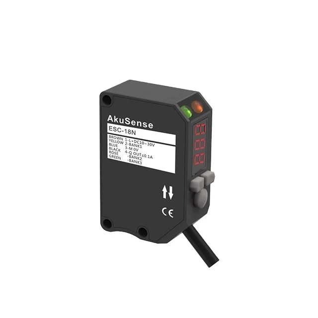 AkuSense ESC-18N Mark Color Sensor NPN/PNP Object Color Detection Photocell Sensor 24v Photoelectric Sensor