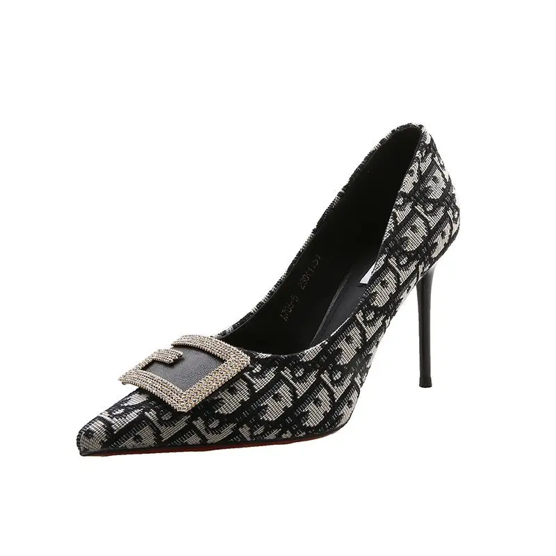 New Design Summer Print Pattern Pointed Toe Stiletto Elegant Ladies High Heel Sandals