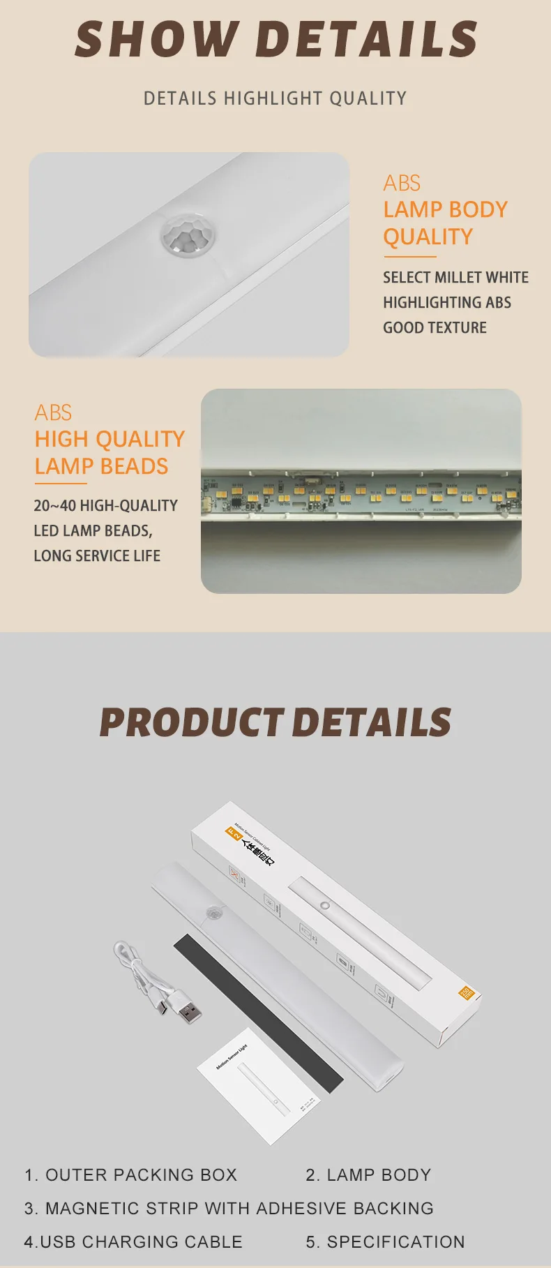 product wireless adjustable beam battery powered under cabinet closet lighting motion sensing led lights-46