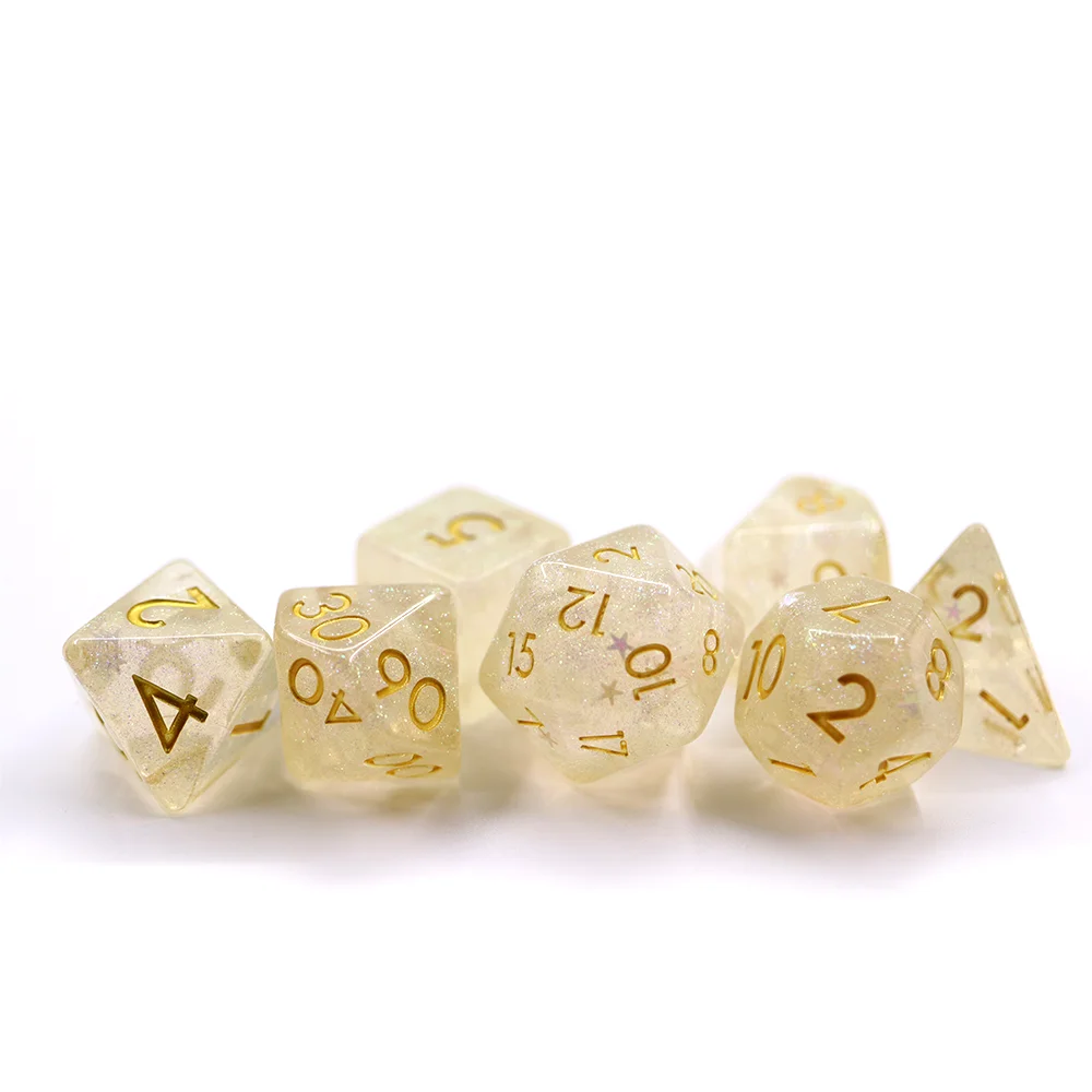 7-Pack 20-Sided Polyhedral Clear Resin Dice Set Low MOQ D20 for DND RPG Table Game