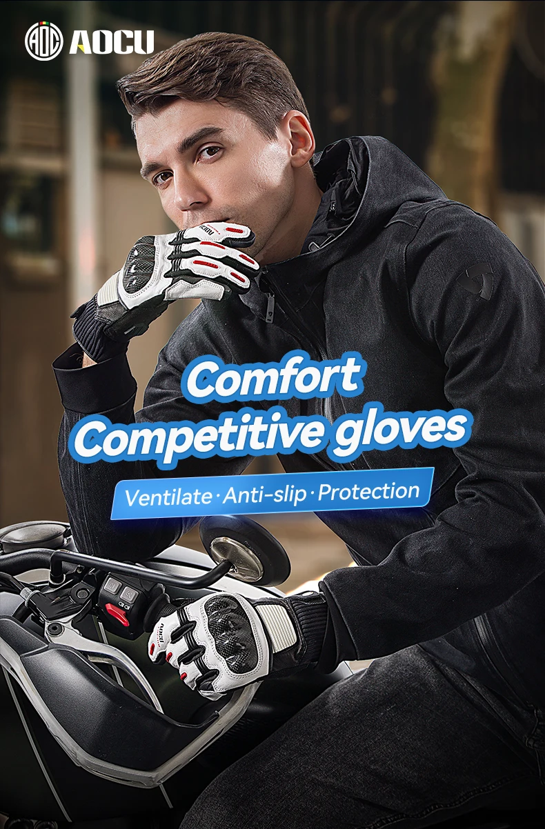 Unisex Riding Gloves Motorcycles Leather Hand Safety Touch Screen Full Finger Hand Gloves For Cycling factory