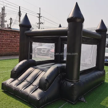 PVC material black inflatable bouncy jumping castle white bounce house for sale