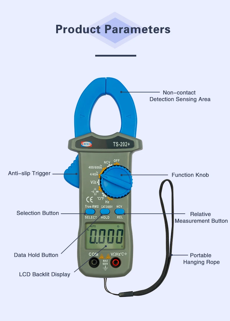 TS-202+ AMP AC Leakage Current Clamp Meter