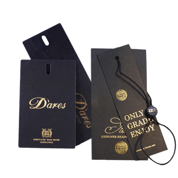 Black Paper with Gold Print Logo Hang Tag for Wholesale - China