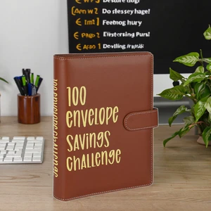 Wholesale Custom Brown A5 Pu Leather Organizer Money Saving Cash Envelopes Expense Planner Sheets Budget Binder