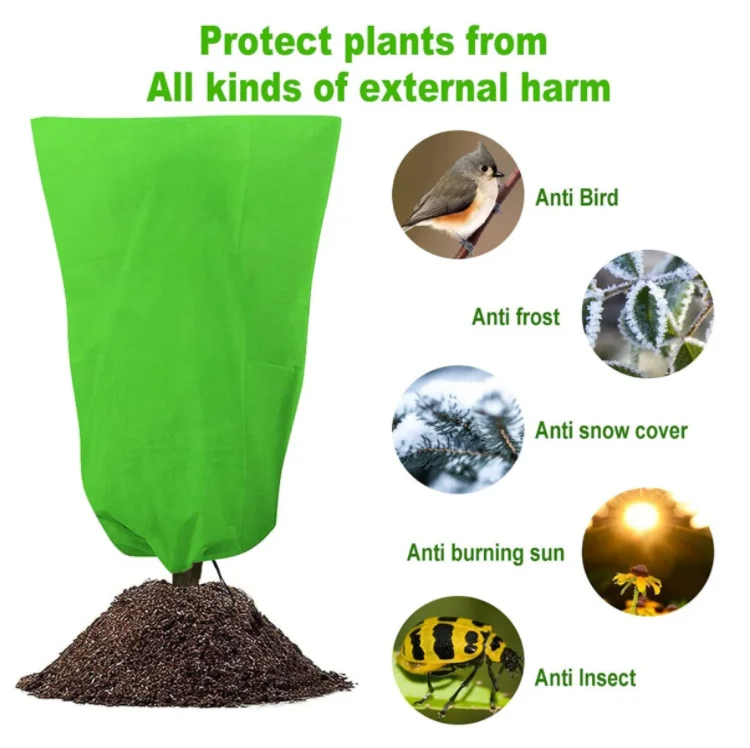 Reusable Freeze Protection Plant Protector Bag Drawstring Design with Plant Fiber for Plants Trees Shrubs