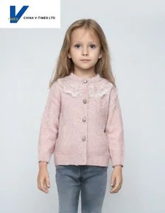 China V-Times 2026 Autumn New Girls' Sweater Super Cute Early Autumn Knitted Cardigan Jacket Trendy for Baby
