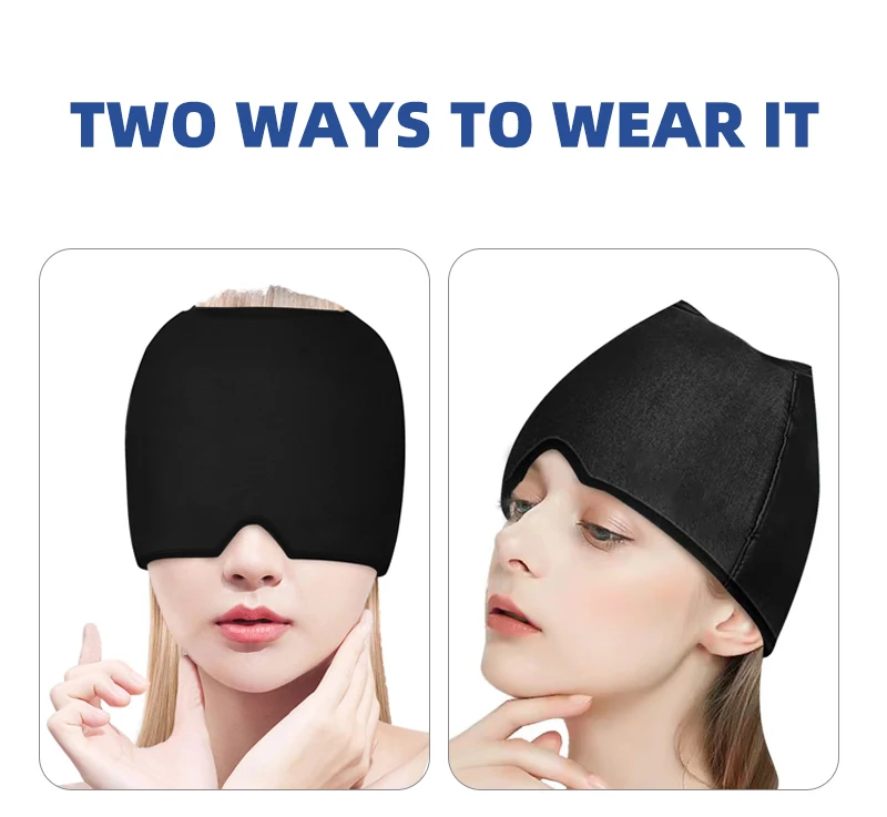 Double Layer Gel Ice Headache Relief Hat Ice Head Wrap Cold Therapy ...