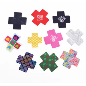Various Styles Disposable Self-Adhesive Satin Breast Pasties Stickers Cross Shape X Breast Petals for Underwear Accessories