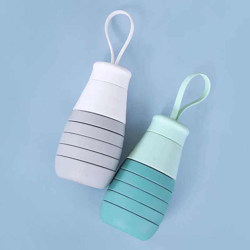 Горячий продавать BPA бесплатно герметичные портативный многоразовый термоконтейнер 500 мл Путешествия Туризм Кемпинг спорта на открытом воздухе Складная Силиконовая бутылка для воды