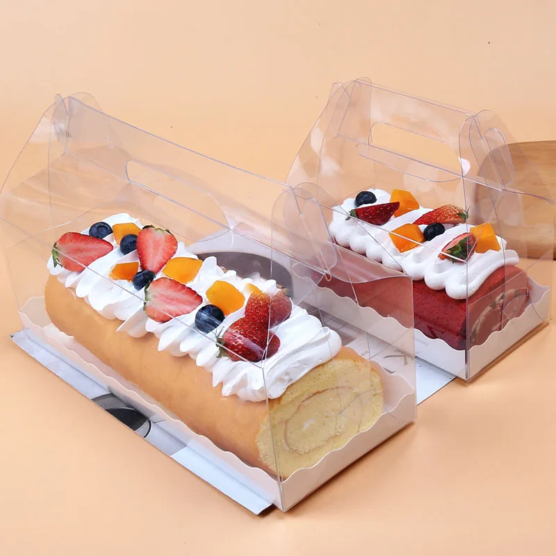 Wholesale Disposable Portable Clear Rectangular Cake Box Wedding Handmade Gift Packaging Supplies Transparent Packing Material