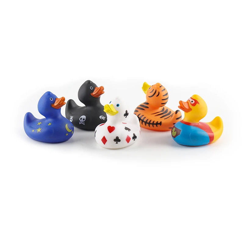 3.5'' Custom Logo 20 Types of Rubber Duck Toy Floating Sound Squeaky Bath Toys for Kids Gifts 3