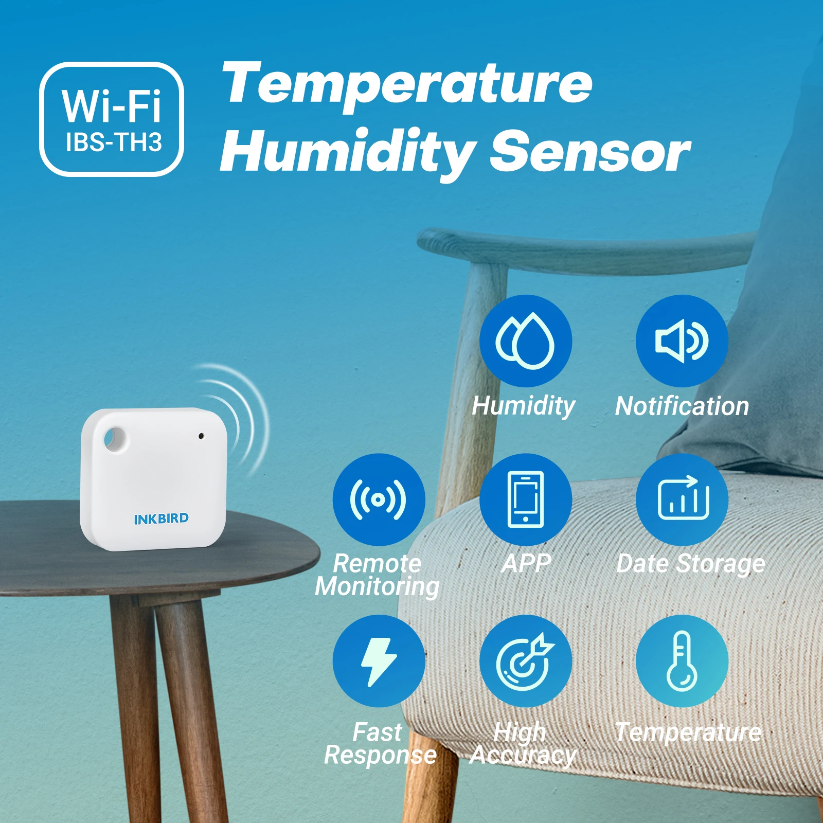 INKBIRD Indoor Digital Temperature Humidity Smart Sensor WiFi