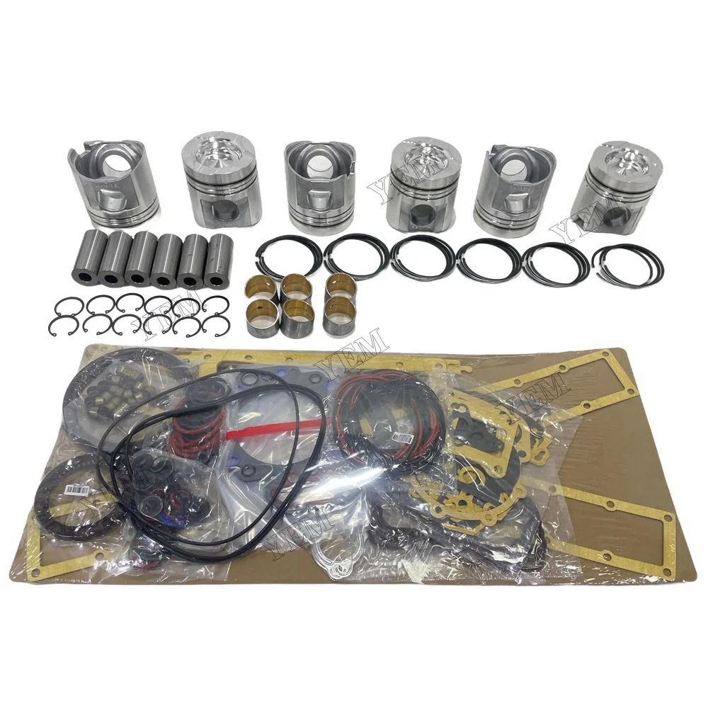 6D125 Rebuild Kit With Cylinder Gasket Kit Piston Rings Engine Parts Fits for Komatsu Repair Replacement