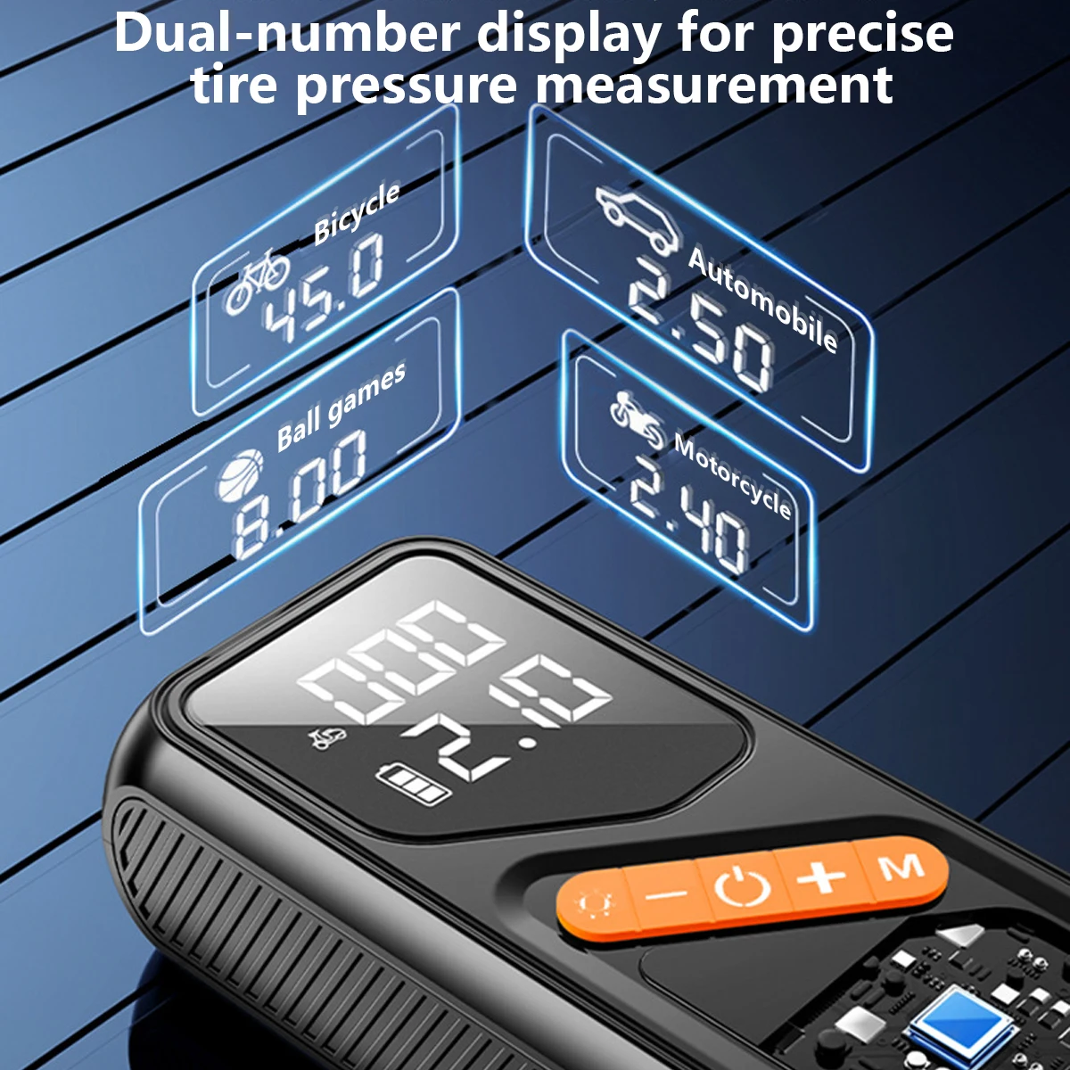 Portable Rechargeable Electric Car Air Pump Digital Display ABS Tire Inflator Tire Pressure Monitor for Cars Motorcycles Balls - view 6