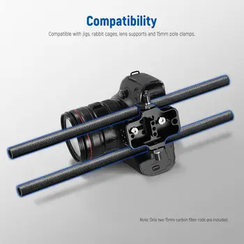 NEEWER 15mm Carbon Fiber Extension Rods 15.7"/40cm Compatible With SmallRig Compatible With Tilta 15mm Rod Rail Support System detail image